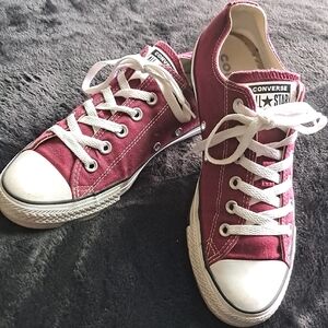Converse Burgundy and White Low-Top Sneakers